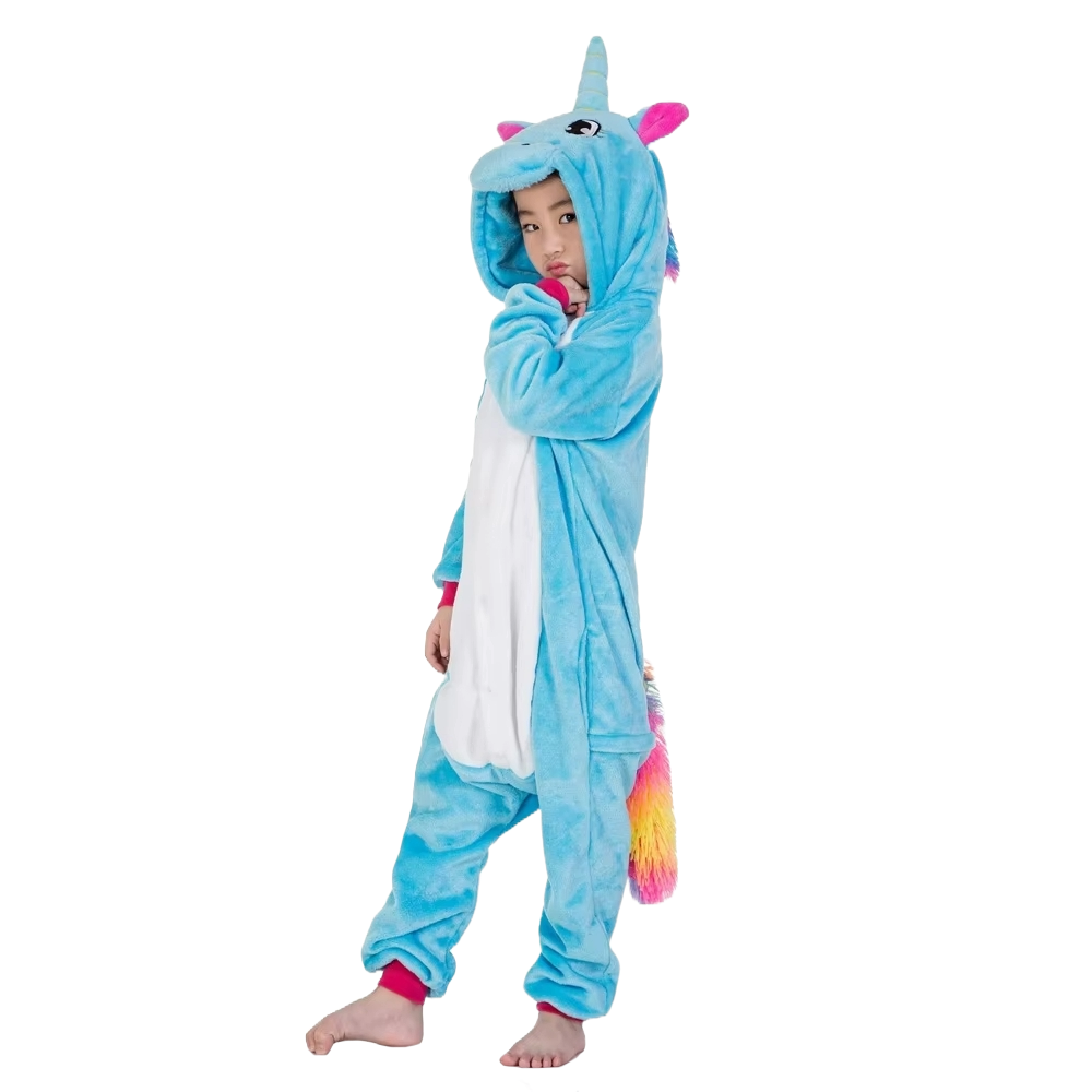 combinaison pyjama licorne bleue fille