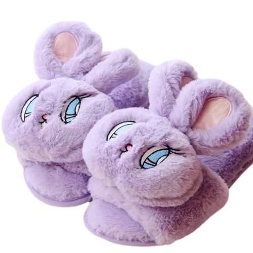 chaussons lapin violet